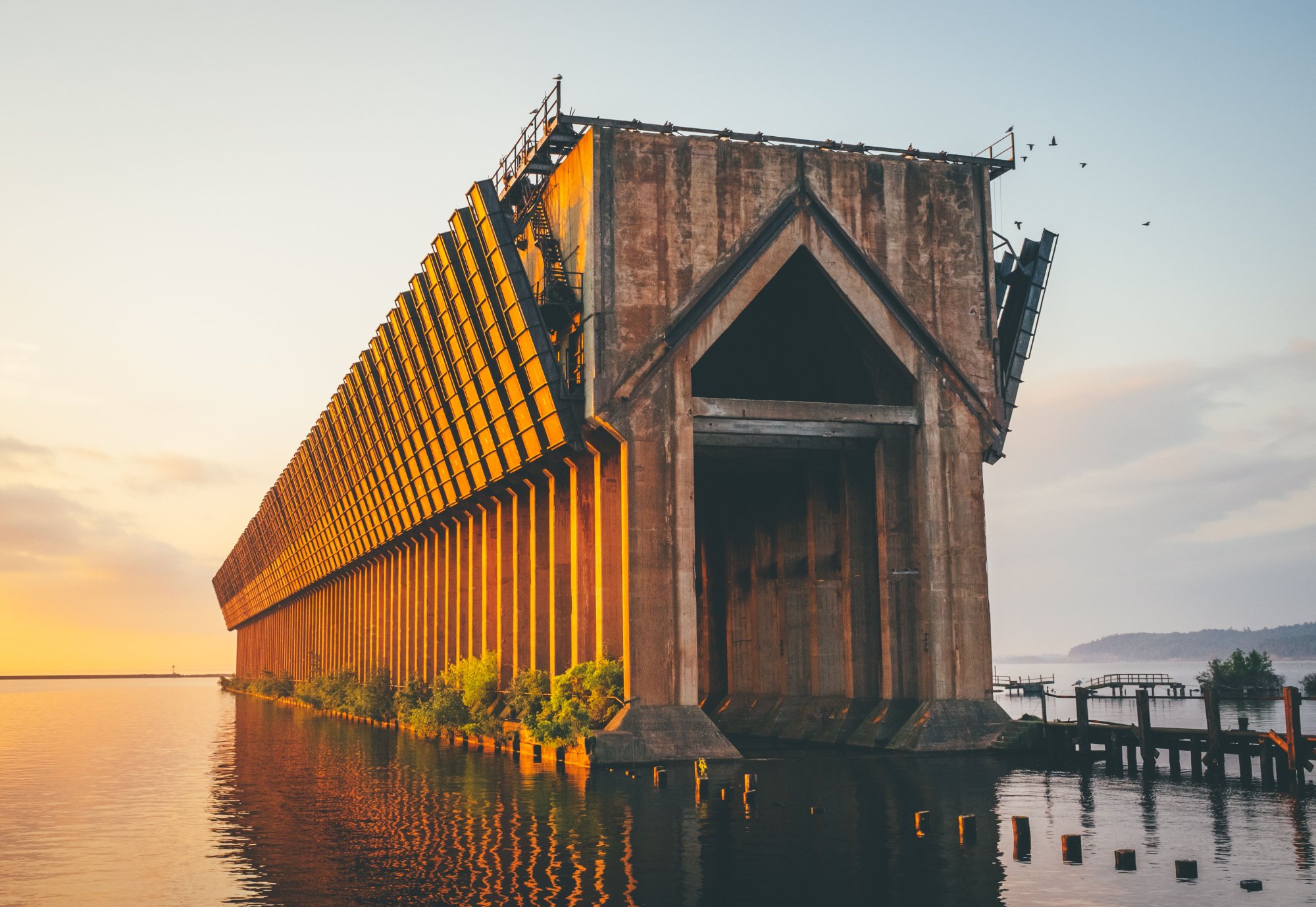 Marquette Lower Harbor Ore Dock at golden hour