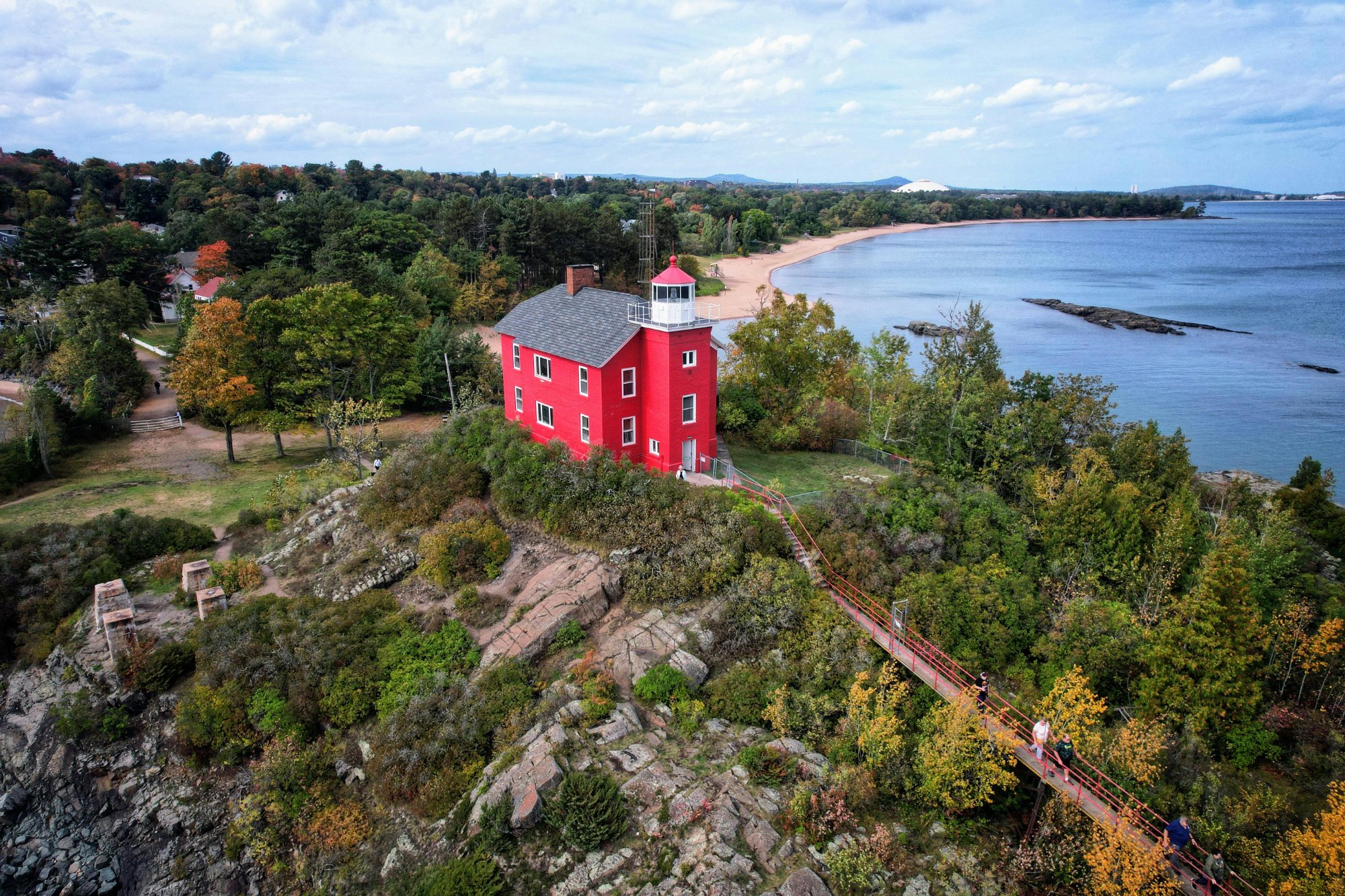 Marquette Harbor Lighthouse aerial view